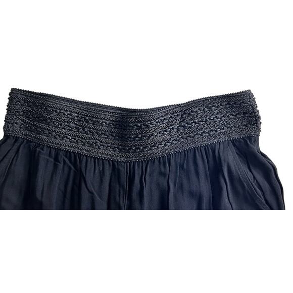 Joe B Elastic Smocked Waist Wide Leg Black Pants Women's Size XL Rayon Boho - Picture 9 of 9